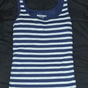 Old Navy Navy and White Striped Sleeveless Top